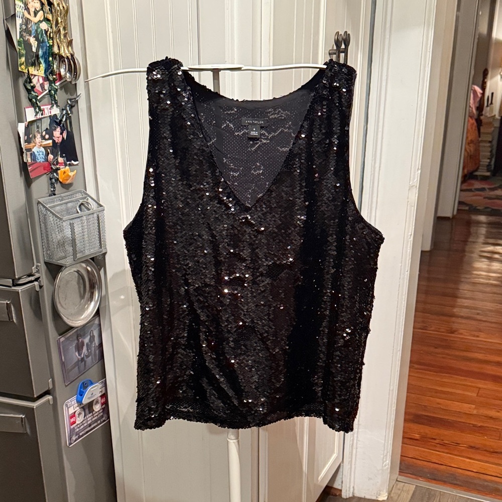 Ann Taylor Black Sequin Tank Top- worn once
